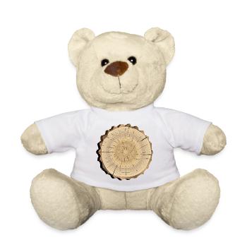 Holzscheibe mit Jahresringen – Natur & Zeitzeichen - Teddy - Weiß - Vorne