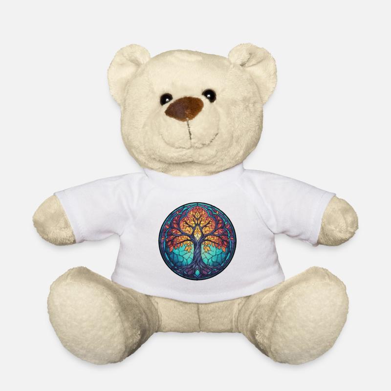 Baum des Lebens, Natur Zeichnung, Heiliger Baum - Teddy - Weiß