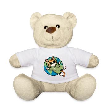 Chat sur la planète terre en hoodie kawaii - Nounours - blanc - Devant