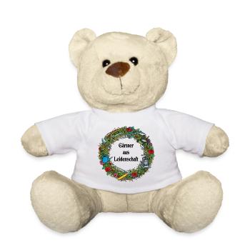 Garden wreath with tools and roses - Teddy Bear - white - Front
