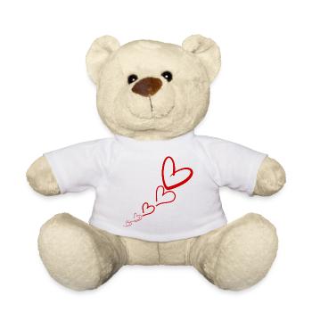 Coeurs rouges linéaires - Nounours - blanc - Devant