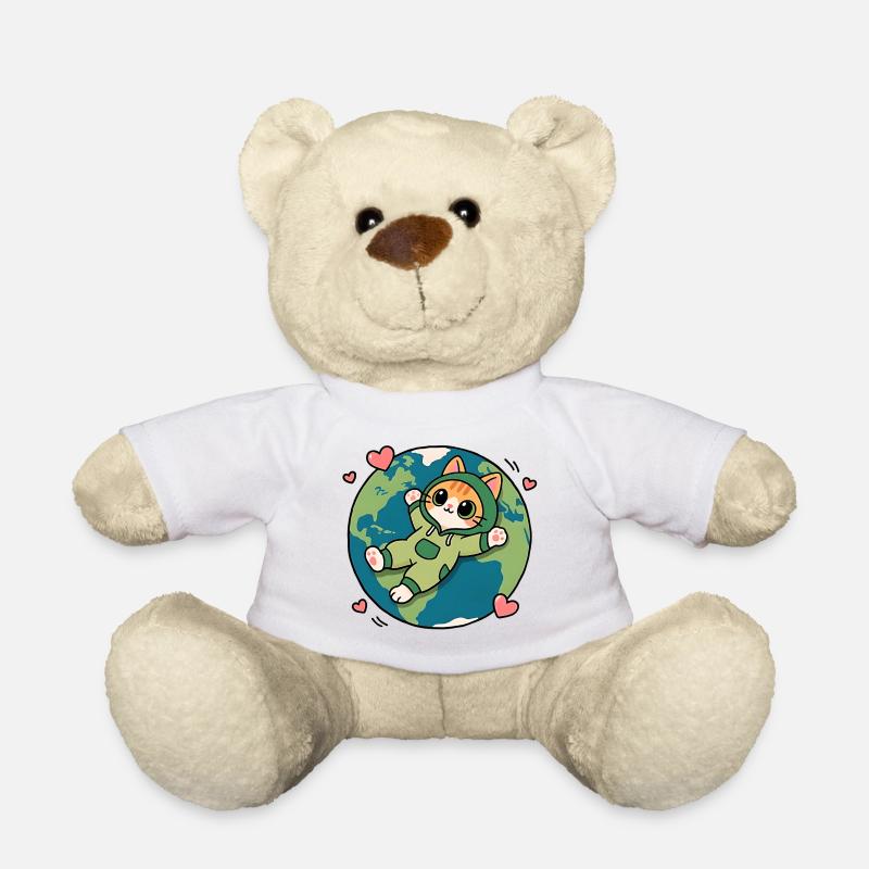 Chat écolo vert sur la planète Terre - Nounours - blanc