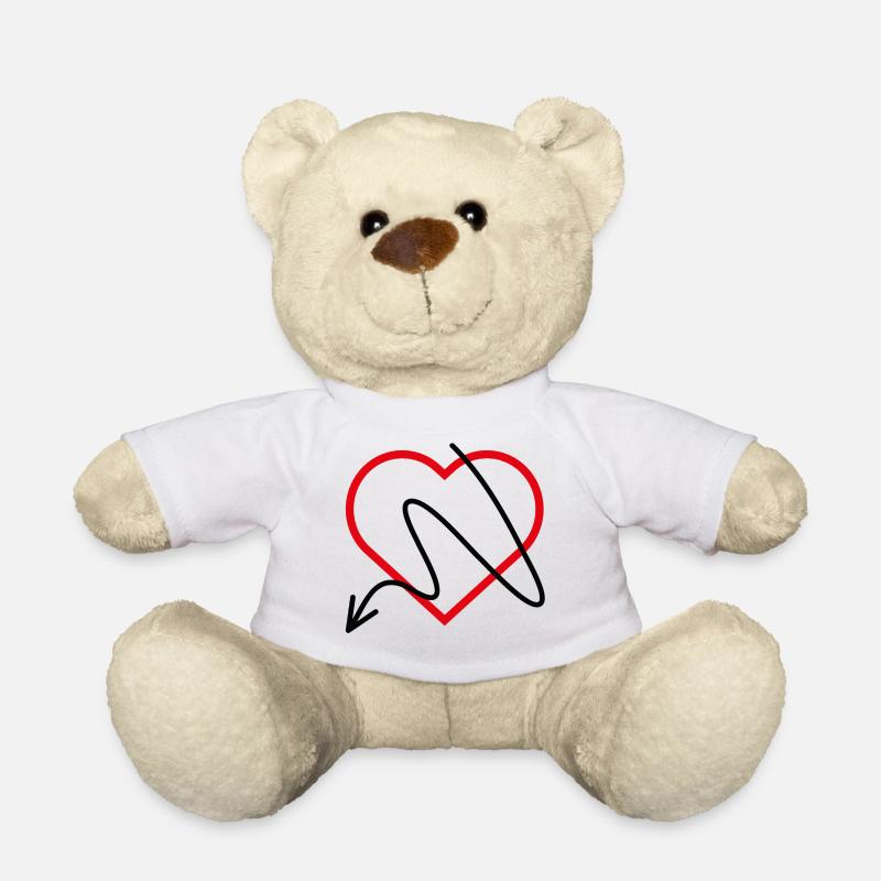 Coeur rouge avec flèche - Nounours - blanc