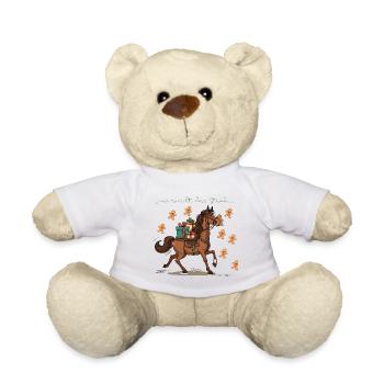 Weihnachtspferd mit Geschenken Traber -  - Teddy - Weiß - Vorne
