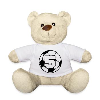 Numéro 5 football - 5e anniversaire  - Nounours - blanc - Devant