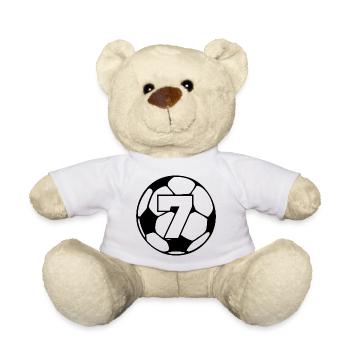 Nummer 7 Fußball - 7. Jubiläum - Teddy - Weiß - Vorne