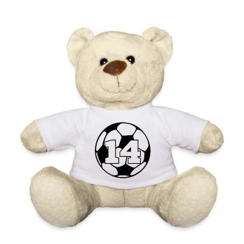 Nummer 14 Fußball - 14-jähriges Jubiläum - Teddy - Weiß - Vorne