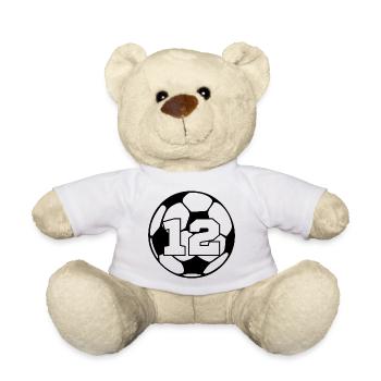 Numéro 12 football - 12e anniversaire  - Nounours - blanc - Devant