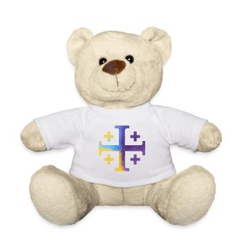 Kairos Cross (Jerusalem Cross) – Violet & Yellow - Teddy Bear - white - Front