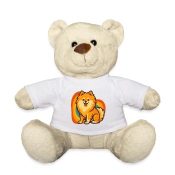 Glossy Pomeranian Dog in Retro Aura - Teddy Bear - white - Front