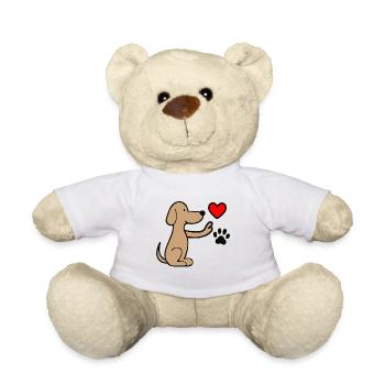 Hund mit Herz- und Pfotenabdruck - Teddy - Weiß - Vorne