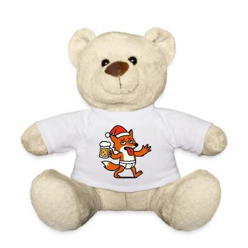 Wald Fuchs Santa Weihnachtsmütze Bier Unterhose - Teddy - Weiß - Vorne