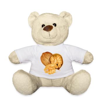 Detailreiche Walnuss mit geöffneter Nuss - Teddy - Weiß - Vorne