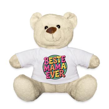 Best Mama Ever Retro Typography - Teddy Bear - white - Front
