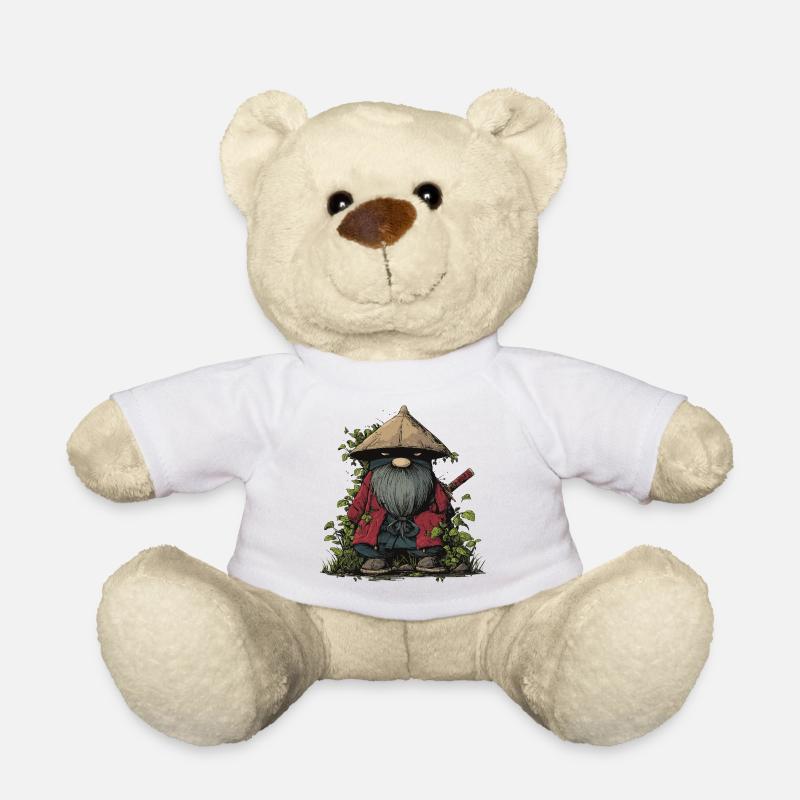 Funny ninja garden gnome with sword - Teddy Bear - white