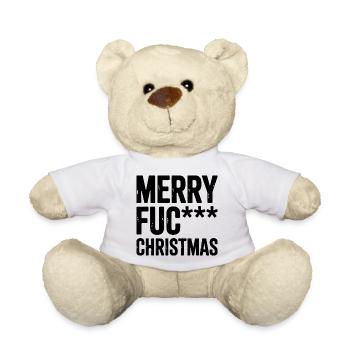 Joyeux FUC* Noël Drôle Noël Design de vacances - Nounours - blanc - Devant