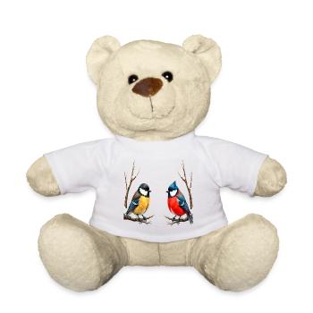 Oiseaux chanteurs jumeaux en hiver - Nounours - blanc - Devant