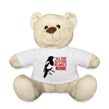 Krähe und roter Glitter-Spruch - Teddy - Weiß - Vorne