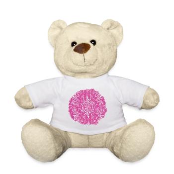 Circle Rose Pink Pattern - Teddy Bear - white - Front