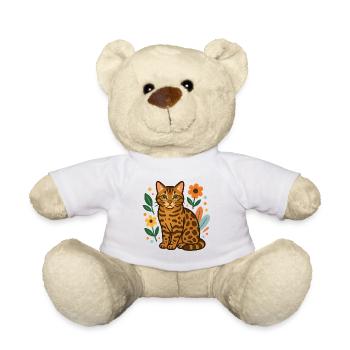 Bengal cat among flowers - Teddy Bear - white - Front