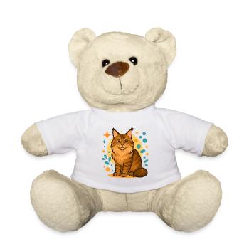 Maine Coon Katze in bunten Kreisen - Teddy - Weiß - Vorne