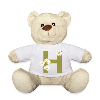 Buchstabe h grüne Gänseblümchen - Teddy - Weiß - Vorne