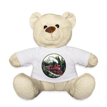 Steam locomotive in the forest - Teddy Bear - white - Front