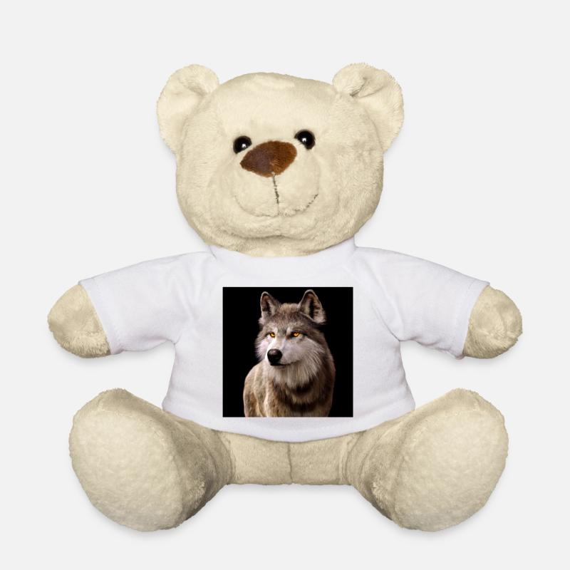 Wolfsblick Bernstein im Dunkel - Teddy - Weiß