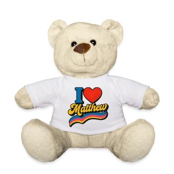 I Love Matthew Retro Logo - Teddy Bear - white - Front