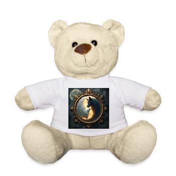 Moon Wolves: Yin Yang im goldenen Rahmen - Teddy - Weiß - Vorne