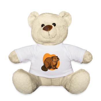 Beaver in orange background - Teddy Bear - white - Front