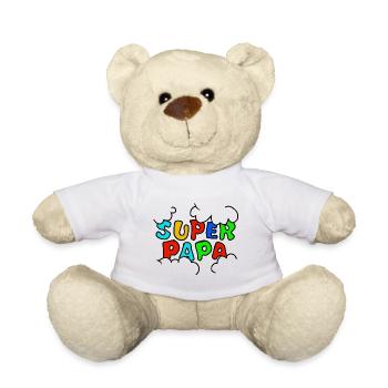 Super Papa Regenbogen Schrift - Teddy - Weiß - Vorne