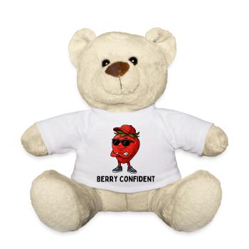 Strawberry Confident Caricature - Teddy Bear - white - Front