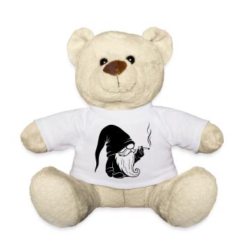 Pfeife rauchender Wichtel Cartoon - Teddy - Weiß - Vorne