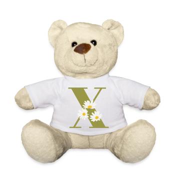 Buchstabe x Grüne Gänseblümchen - Teddy - Weiß - Vorne