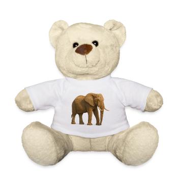 Elephant in natural tones - Teddy Bear - white - Front