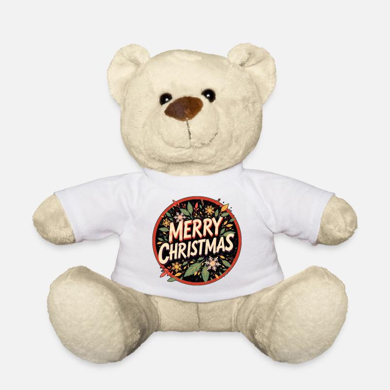 Merry Christmas Retro Design im Vintagelook - Teddy - Weiß