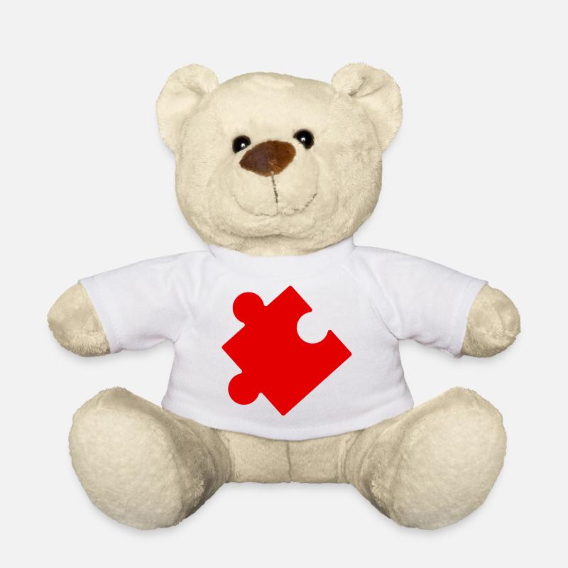 Pièce de puzzle rouge idée cadeau  - Nounours - blanc