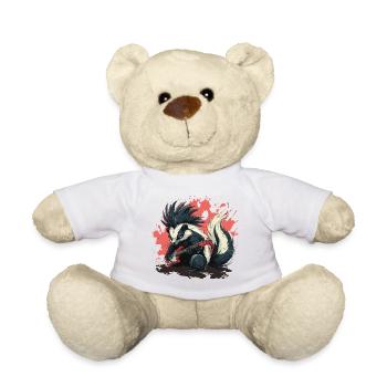 Punk Stinktier mit Bassgitarre - Teddy - Weiß - Vorne