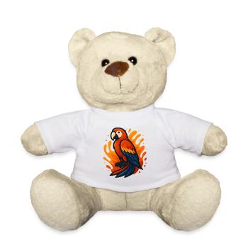 Fire Flaming Macaw Parrot Illustration - Teddy Bear - white - Front
