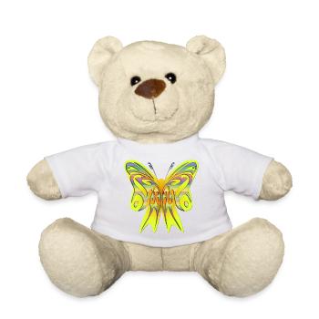 Bunter Neon Schmetterling auf Schleife - Teddy - Weiß - Vorne