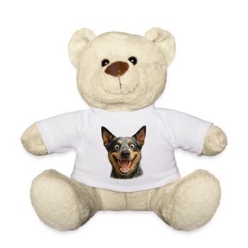 Laughing Dog Head - Teddy Bear - white - Front