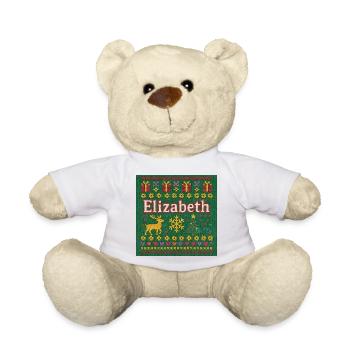 Festlicher Name Elizabeth Hässlicher Weihnachtsstil, Weihnachten - Teddy - Weiß - Vorne