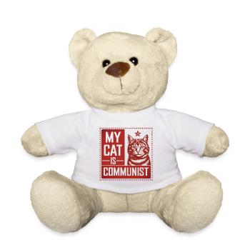 Mon chat est communiste - Drôle de Chat PropagandeT-Shirt - Nounours - blanc - Devant
