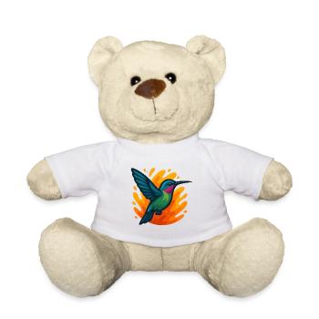Colorful hummingbird against flaming background - Teddy Bear - white - Front