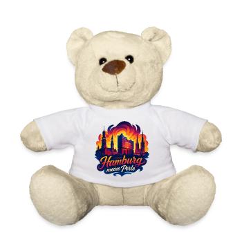 Hamburg Perle Stadt Silhouette Sonne Geschenk - Teddy - Weiß - Vorne
