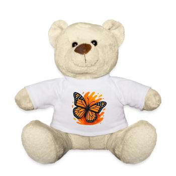Papillon tropical en rouge feu et noir - Nounours - blanc - Devant