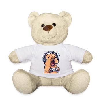 Capybara Gamer Edgy - Video Game Humor T-Shirt - Teddy Bear - white - Front