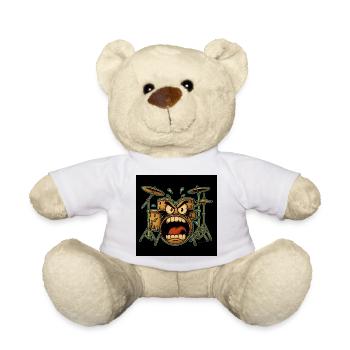 Angry Drumset Cartoon - Teddy Bear - white - Front