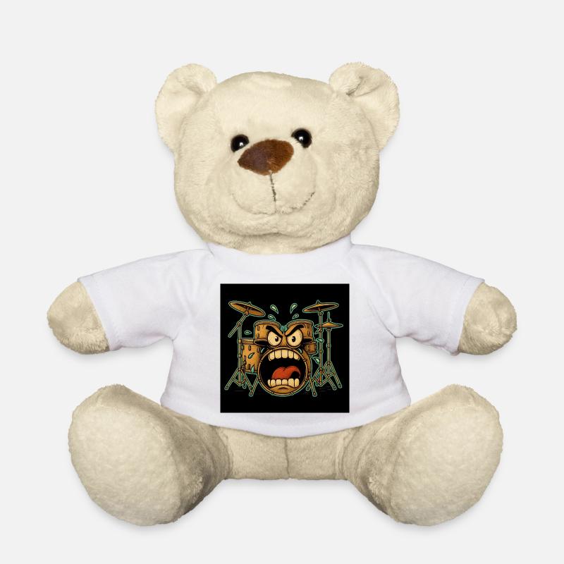 Wütendes Drumset Cartoon - Teddy - Weiß